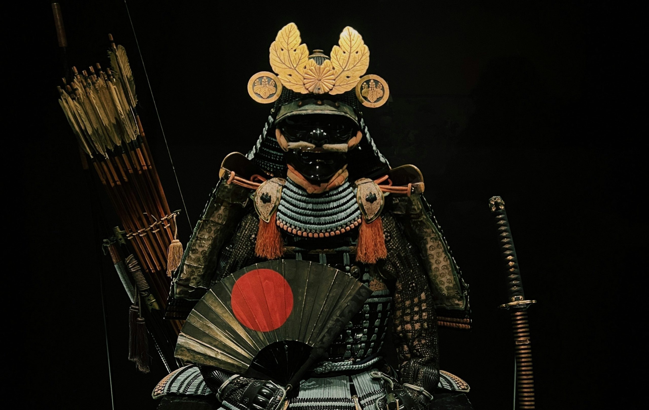 Traditional samurai armor display in Japan, featuring detailed craftsmanship and historical significance.